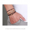 BR0253 BOBIJOO Jewelry Bracciale Misto Di Pelle Marrone Charms Croce Latina