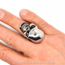 BA0238 BOBIJOO Jewelry Jumbo Signet Ring Skull Death's Head 316L Steel