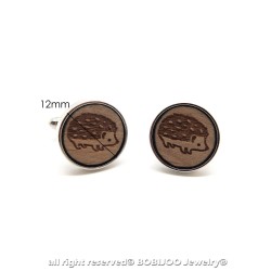 BM0034 BOBIJOO Jewelry Manschettenknöpfe Holz Igel Metall