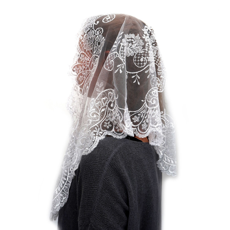 MA0001 ANGELYK corsets habillés Mantilla, Stole A Triangle Of White Lace