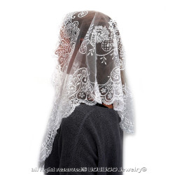 MA0001 ANGELYK corsets habillés Mantilla, Stole A Triangle Of White Lace