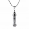 PE0120 BOBIJOO Jewelry Pendant Mezuzah Jewish Steel Glass Fleur de Lys Chain