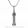 PE0120 BOBIJOO Jewelry Pendant Mezuzah Jewish Steel Glass Fleur de Lys Chain