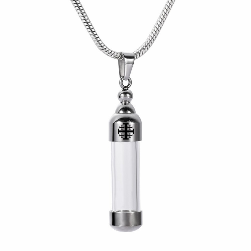 Pendentif Acier Verre Croix de Jerusalem Chaîne bobijoo