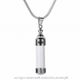 PE0121 BOBIJOO Jewelry Pendant Steel Glass Cross Jerusalem String