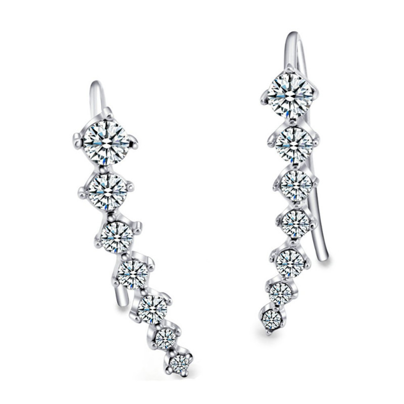 BOF0020 BOBIJOO JEWELRY Earrings Line of Zirconium-Brilliant Silver