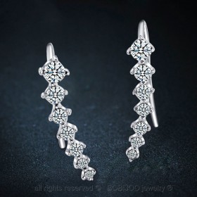 Boucles d'Oreilles Ligne de Zirconium Brillant Argenté bobijoo