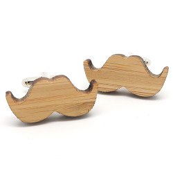 BM0035 BOBIJOO Jewelry Manschettenknöpfe Holz in Form Schnurrbart