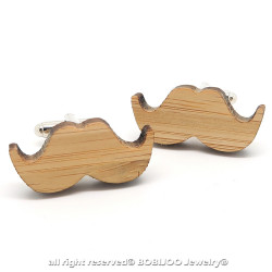 BM0035 BOBIJOO Jewelry Manschettenknöpfe Holz in Form Schnurrbart