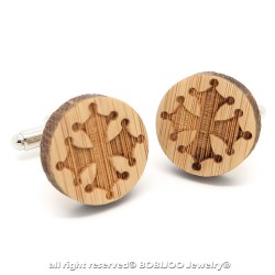 BM0036 BOBIJOO Jewelry Cufflinks Wood Occitan Cross