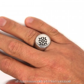 BA0244 BOBIJOO Jewelry Siegelring Ring Mann Kreuz Toulouse Occitanie Stahl Silber