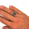 BA0249 BOBIJOO Jewelry Ring Siegelring Pad Mosaik Symbole Akazie, Stahl