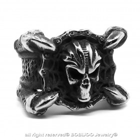 Grosse Chevalière Bague Biker Griffes Dragon Chaîne Moto  bobijoo