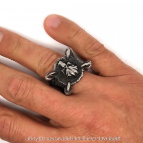 Grosse Chevalière Bague Biker Griffes Dragon Chaîne Moto  bobijoo