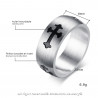 Bague Anneau Acier Brossé Mat Croix Chevalier Templier 8mm bobijoo