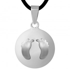 Collier Pendentif Bola Musical Grossesse Pieds bébé Argenté bobijoo