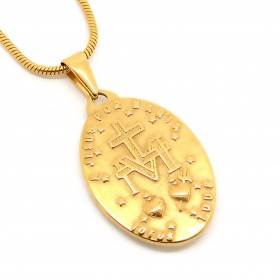 PEF0040 BOBIJOO Jewelry Necklace Locket Virgin Mary Miraculous Mary Steel Gilded Gold Finish