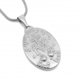 PEF0041 BOBIJOO Jewelry Collar De Medallón De La Virgen María Milagrosa De María, De Acero, De Plata