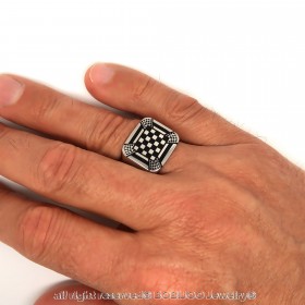 Bague Chevalière Pavé Mosaïque Ornement Rite Français bobijoo