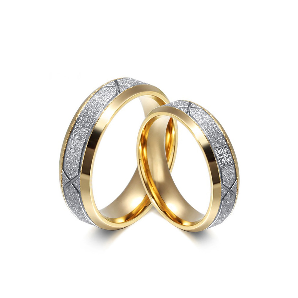 AL0025 BOBIJOO Jewelry Allianz-Mann-Frau-Ring Glänzend Silber Vergoldet, Gold