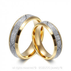 AL0025 BOBIJOO Jewelry Allianz-Mann-Frau-Ring Glänzend Silber Vergoldet, Gold