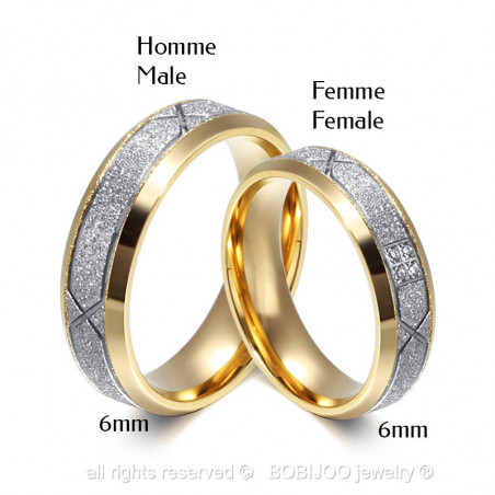 AL0025 BOBIJOO Jewelry Allianz-Mann-Frau-Ring Glänzend Silber Vergoldet, Gold