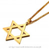 PE0027_NEW BOBIJOO Jewelry Pendant Star of David Steel Bright Gold 50mm + String