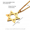 PE0027_NEW BOBIJOO Jewelry Pendant Star of David Steel Bright Gold 50mm + String