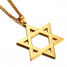 PE0027_NEW BOBIJOO Jewelry Pendant Star of David Steel Bright Gold 50mm + String