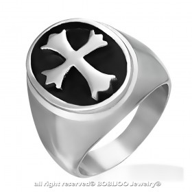 BA0254 BOBIJOO Jewelry Ring Siegelring Kreuz Mittelalterlichen Templer-Stahl 316L