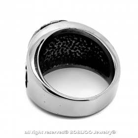 BA0255 BOBIJOO Jewelry Ring Siegelring Runde Templer Kreuz pattée Onyx