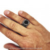 BA0255 BOBIJOO Jewelry Anillo sortija de Sello Redondo caballero Templario Cruz pattée Onyx