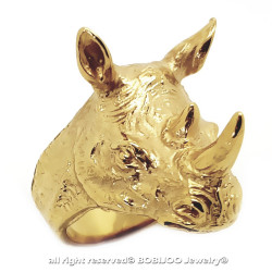 BA0256 BOBIJOO Jewelry Ring Signet ring Head from Rhino Steel Gold