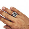 BA0257 BOBIJOO Jewelry Ring Signet Templar Cross of Jerusalem of Steel