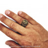 BA0258 BOBIJOO Jewelry Anillo anillo de sellar, Ronda de Cabeza de León de Acero Negro Oro