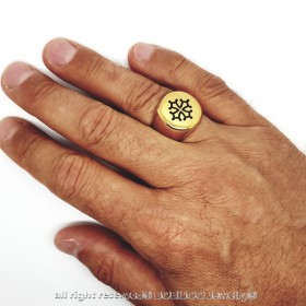 BA0260 BOBIJOO Jewelry Siegelring Ring Mann Kreuz Toulouse Occitanie Stahl Gold