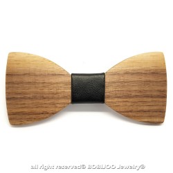 NP0037 BOBIJOO Jewelry Knoten-Schmetterling-Holz-Kunstleder Schwarz Chic Gentleman