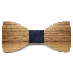 Noeud Papillon Bois Tissu Bleu Noir Chic Gentleman bobijoo