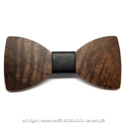 NP0039 BOBIJOO Jewelry Fliege Dunklem Holz Kunstleder Schwarz Gentleman