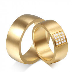 AL0028 BOBIJOO Jewelry Breite bündnisse Ring Gemischten Vergoldet, weißgold, Zirkonium