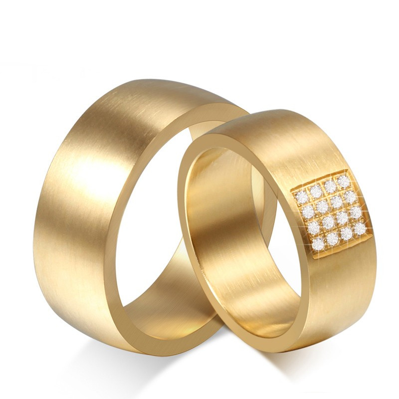 AL0028 BOBIJOO Jewelry Breite bündnisse Ring Gemischten Vergoldet, weißgold, Zirkonium