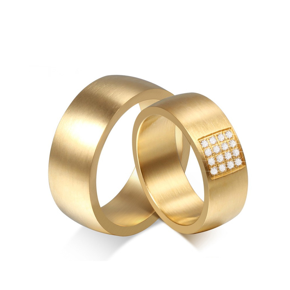 AL0028 BOBIJOO Jewelry Alliance Large Ring, Mixed Gold Zirconium