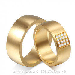 AL0028 BOBIJOO Jewelry Alliance Large Ring, Mixed Gold Zirconium