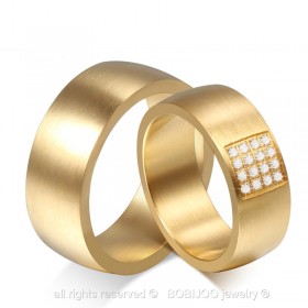 AL0028 BOBIJOO Jewelry Breite bündnisse Ring Gemischten Vergoldet, weißgold, Zirkonium