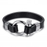 BRH0001 BOBIJOO Jewelry Armband Nautische Schrauben-Anker-Seemann-Mann-Leder-Schwarz-Stahl