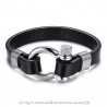 BRH0001 BOBIJOO Jewelry Bracciale Nautica Vite Di Ancoraggio Marinaio Uomo In Pelle Nera In Acciaio