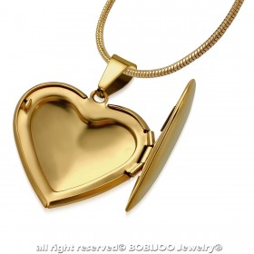PEF0042 BOBIJOO Jewelry Pendant Heart Door-Photo Choice of Steel + String