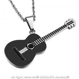 PE0134 BOBIJOO Jewelry Pendant Classical Guitar 316L Steel at your Choice + Chain