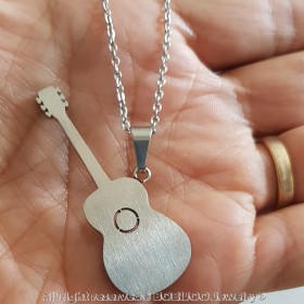 PE0134 BOBIJOO Jewelry Anhänger-Gitarre, Klassische Stahl 316L nach Wahl + Kette