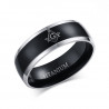 BA0025 BOBIJOO Jewelry Ring-Alliance-Titan-Beschichtung Ionen-Schwarz Silber-Schwarz, Mann, Frau, Freimaurer Und Freimaurerei...